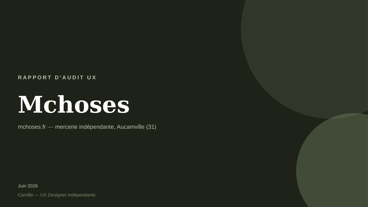 Couverture du rapport d'audit UX Mchoses