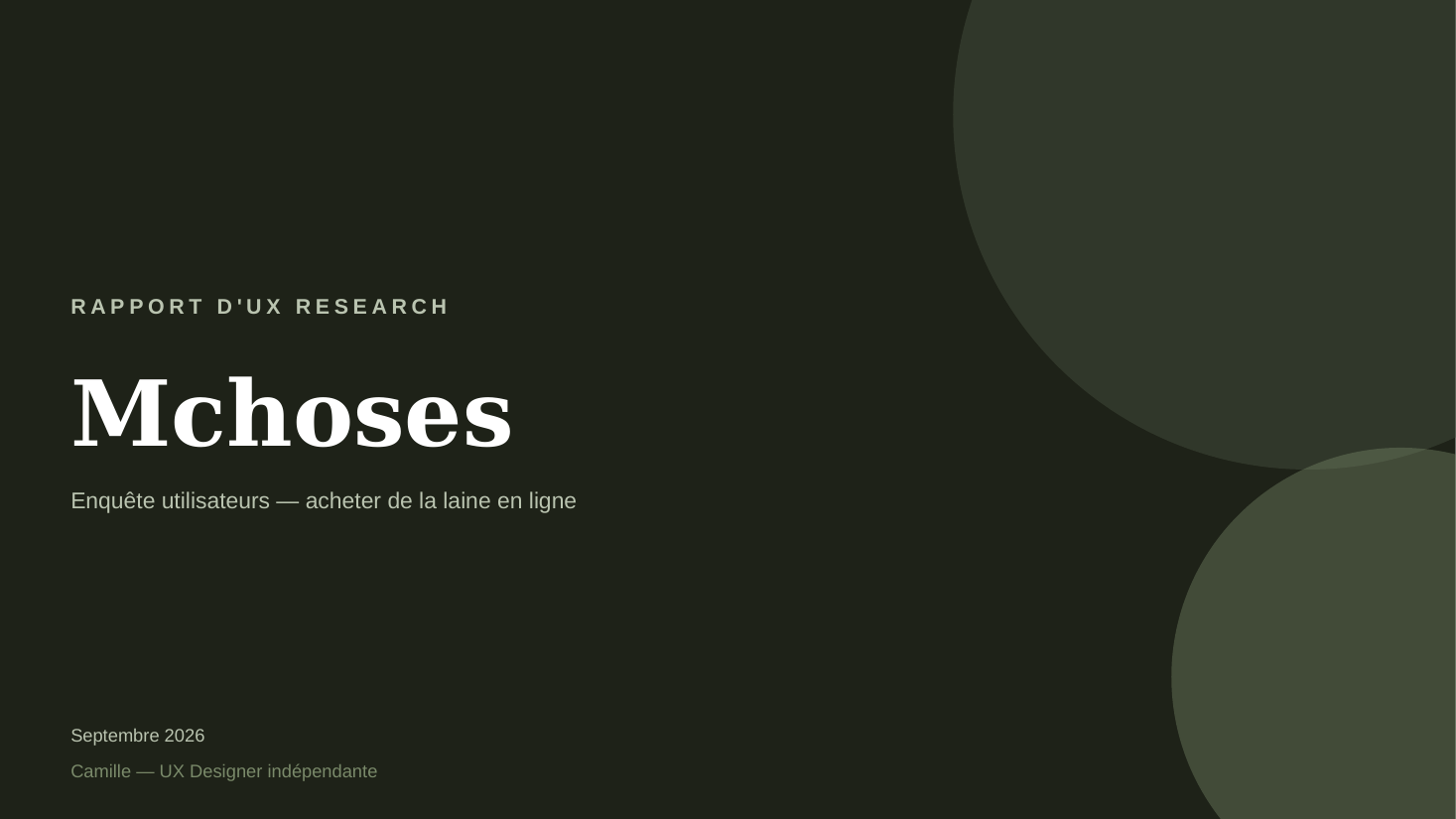 Rapport d'UX research, couverture